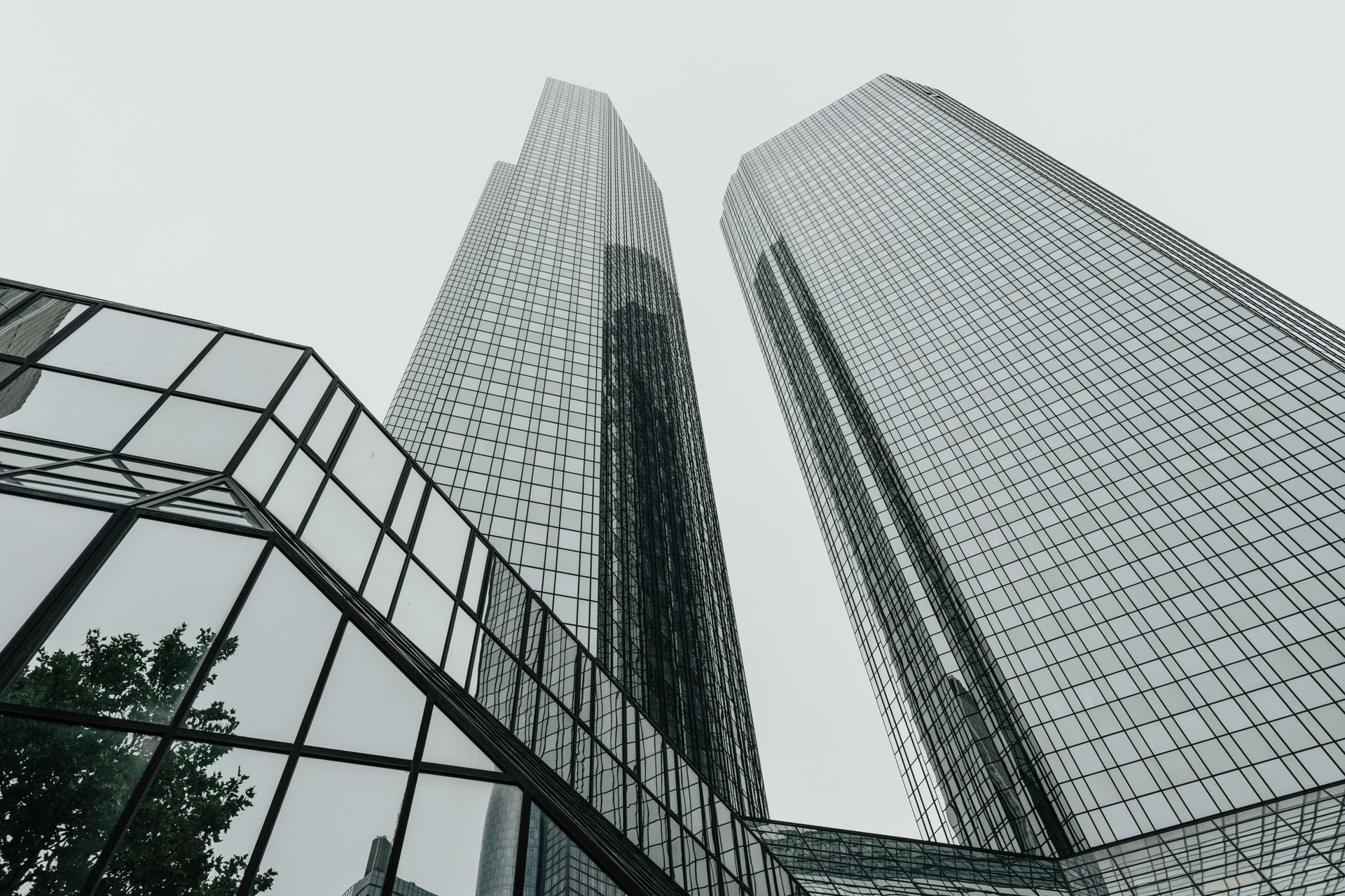 Modern commercial skyscrapers with glass facades
