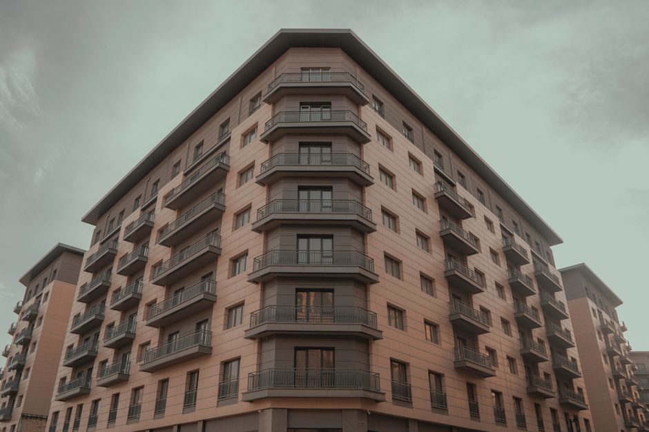 Modern residential building with balconies
