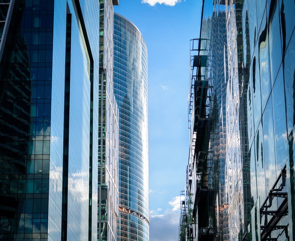 Contemporary skyscrapers reflecting the sky